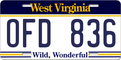 WV license plate OFD836