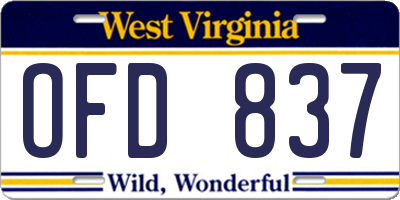 WV license plate OFD837
