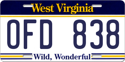 WV license plate OFD838