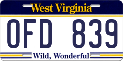WV license plate OFD839