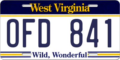 WV license plate OFD841