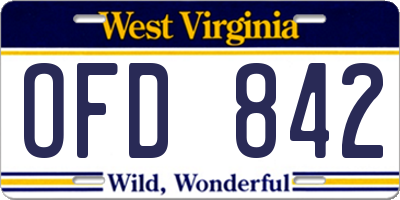 WV license plate OFD842