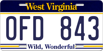 WV license plate OFD843