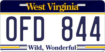 WV license plate OFD844