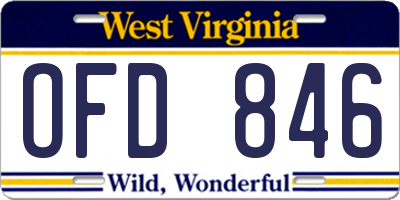 WV license plate OFD846