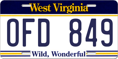WV license plate OFD849