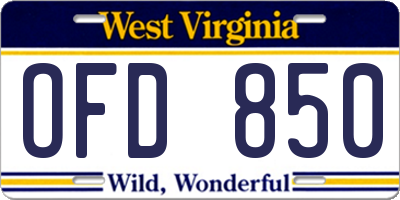 WV license plate OFD850