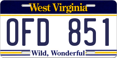 WV license plate OFD851