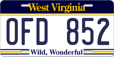 WV license plate OFD852