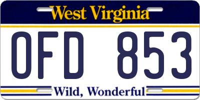 WV license plate OFD853