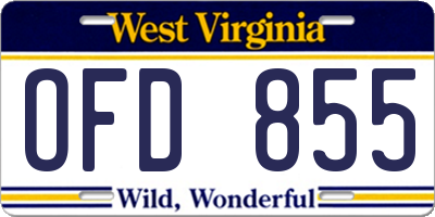 WV license plate OFD855