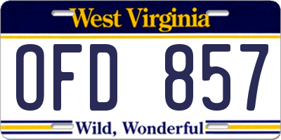 WV license plate OFD857