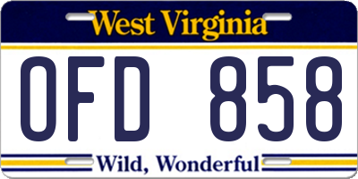 WV license plate OFD858