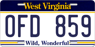 WV license plate OFD859