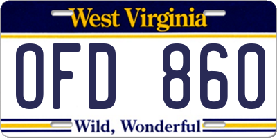 WV license plate OFD860