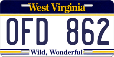 WV license plate OFD862