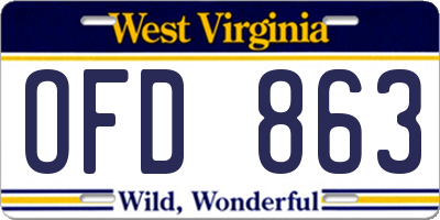 WV license plate OFD863
