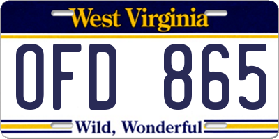 WV license plate OFD865