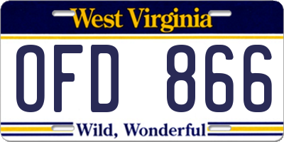 WV license plate OFD866