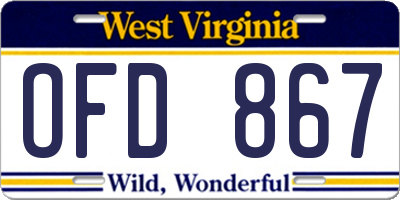 WV license plate OFD867