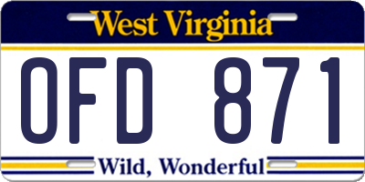WV license plate OFD871