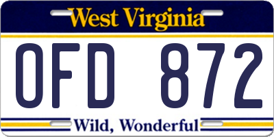 WV license plate OFD872
