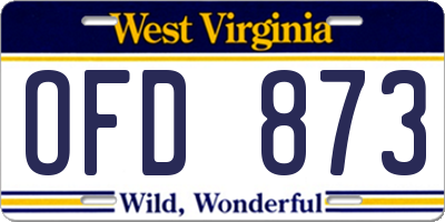 WV license plate OFD873
