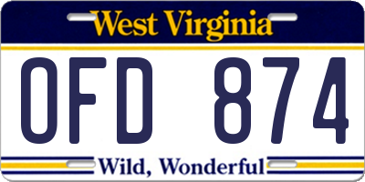 WV license plate OFD874