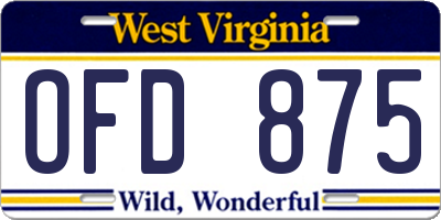 WV license plate OFD875