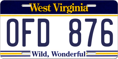 WV license plate OFD876