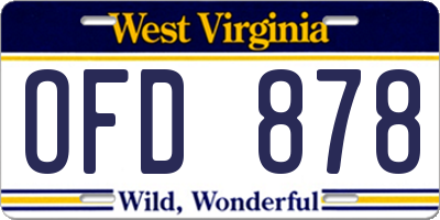 WV license plate OFD878