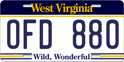 WV license plate OFD880