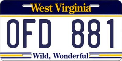 WV license plate OFD881