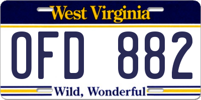WV license plate OFD882