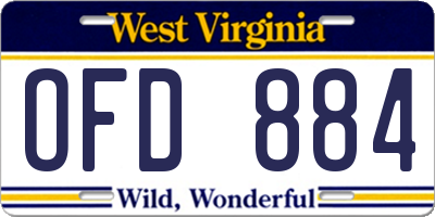 WV license plate OFD884