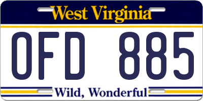 WV license plate OFD885