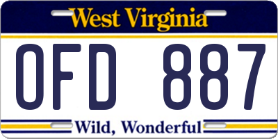 WV license plate OFD887