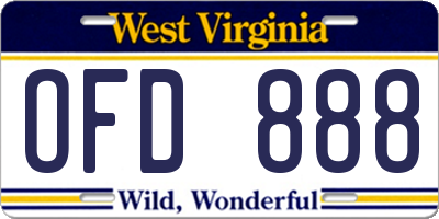 WV license plate OFD888