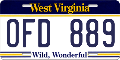 WV license plate OFD889
