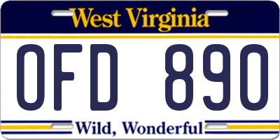 WV license plate OFD890