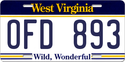 WV license plate OFD893