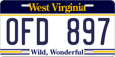 WV license plate OFD897
