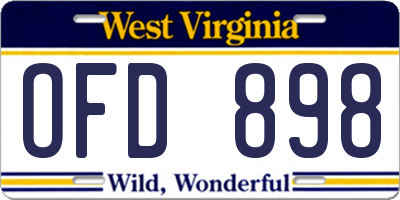 WV license plate OFD898