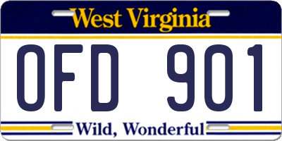 WV license plate OFD901