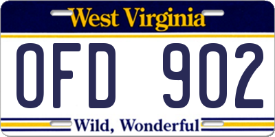 WV license plate OFD902