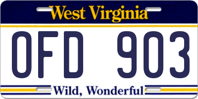 WV license plate OFD903