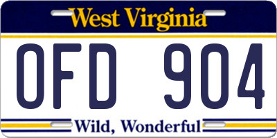 WV license plate OFD904