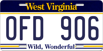 WV license plate OFD906