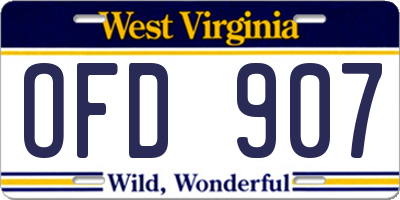 WV license plate OFD907