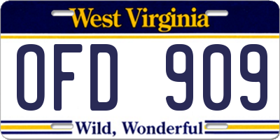 WV license plate OFD909